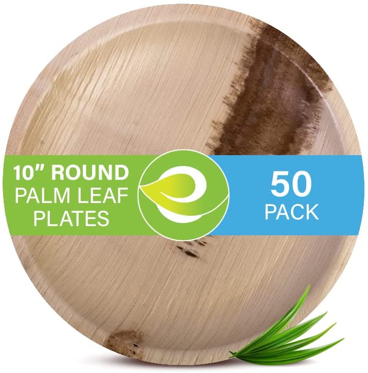 Enviro Safe Home Compostable Disposable Plates 5 Compartments - 50 Pack -  Eco Friendly Bamboo Plates Heavy Duty, Biodegradable, Microwavable, Oven